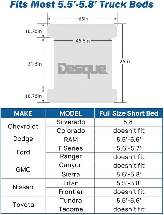 Truck Bed Mattress for 5.5-5.8Ft, Self-Inflating Mat Full-Size Short Trucks Bed for Outdoor Camping, Pickup Tent Accessories 12V Air Pump, Carry Bag, for Silverado, RAM, F Series, Sierra, Titan