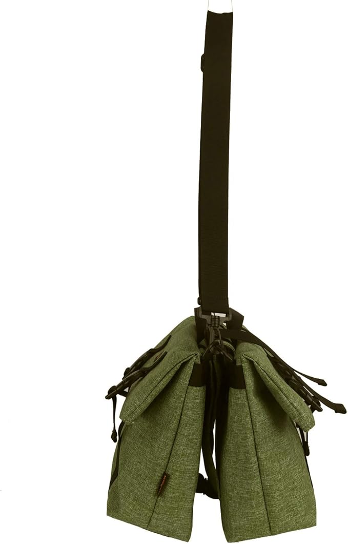 TOURBON Nylon Double Pannier Shoulder Bags Bicycle Rear Rack Trunk Motorcycle Tail Seat Bag - Green