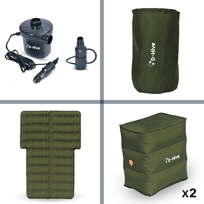 Unbeatable Durability SUV Air Mattress for Car Camping, Durable Extra Thick 300D Oxford Fabric, Quick Easy Set-Up w/Electric Pump, Car Bed Mattress, Forrest Green