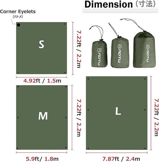 Azarxis Waterproof Camping Tent Tarp Hammock Rain Fly Footprint Ground Cloth Shelter Sunshade Beach Picnic Blanket Mat for Outdoor Camping Park Lawn