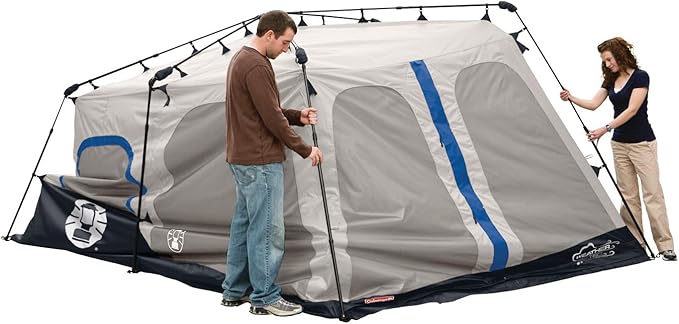 Coleman Instant Tent with 1-Minute Setup, 4/6/8/10 Person Tent with Pre-Attached Poles, Air Vent, & Carry Bag