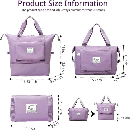 Large Capacity Foldable Travel Bag Expandable Portable Carry on Bag Dry&Wet Separation Sports Duffel Bags