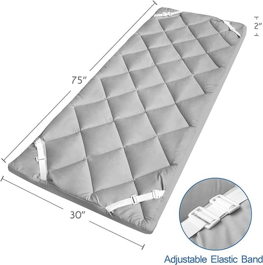 Cot Mattress Pad (Improved Thickness) Quilted Cot Pads for Camping, Sleeping Mattress Topper 30" X 75" for Camp/Rv Bunk/Narrow Twin Beds