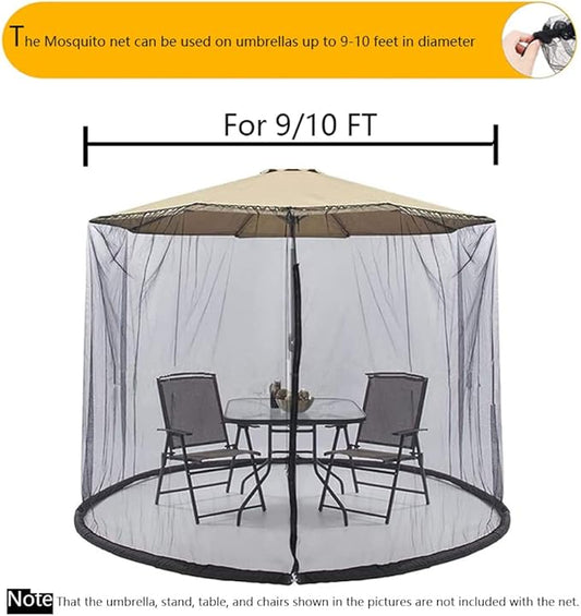 10FT Mosquito Net for Patio Umbrella Outdoors Screen Polyester Hanging Tent (Mosquito Net Only) (10FT)