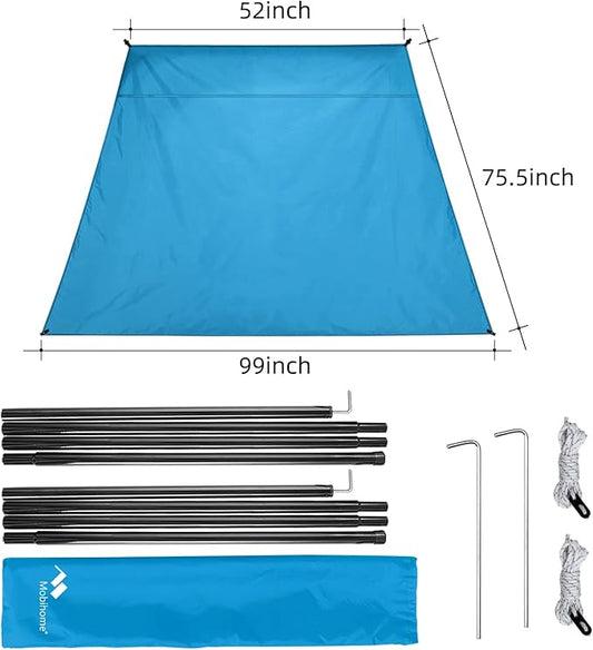 Pop Up Canopy Sun Shelters Shade Tent Pop Up 8.2' X 8.2' - Instant Portable Sports Cabana Umbrella, Easy Set-up and Take Down, with Sun Protection and One Shade Wall Included (Awning Blue)