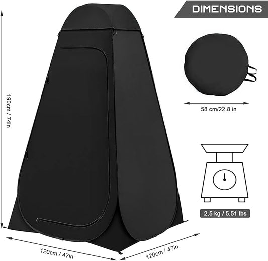 BRIAN & DANY Pop Up Shower Tent, Portable Privacy Camping Changing Tent, Camp Toilet Bathroom Pod with Rain Shelter & Windows, UPF 50+ & Waterproof, 47.2" x 47.2" x 74.8"