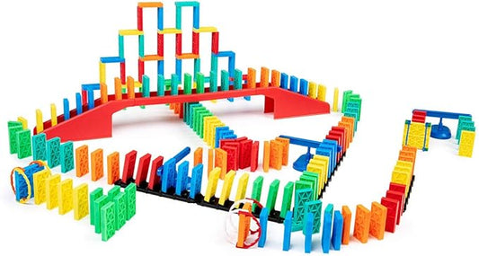 Bulk Dominoes Kinetic Domino Kit | Dominoes Set, STEM STEAM Small Toys, Family Games for Kids, Kids Toys and Games, Building, Toppling, Chain Reaction Sets (204pc)