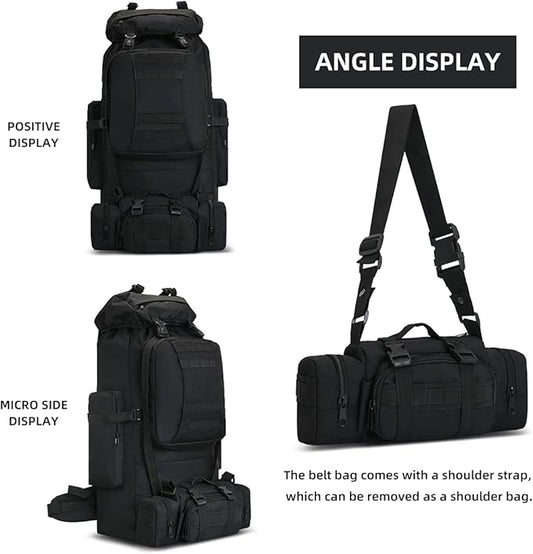 100L Camping Hiking Backpack,Molle military Tactical rucksack backpack,Waterproof Lightweight Hiking Backpack (Black)