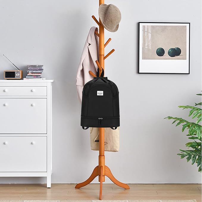 Dry Wet Drawstring Backpack with Shoe Compartment for Women Adjustable Gym Bag