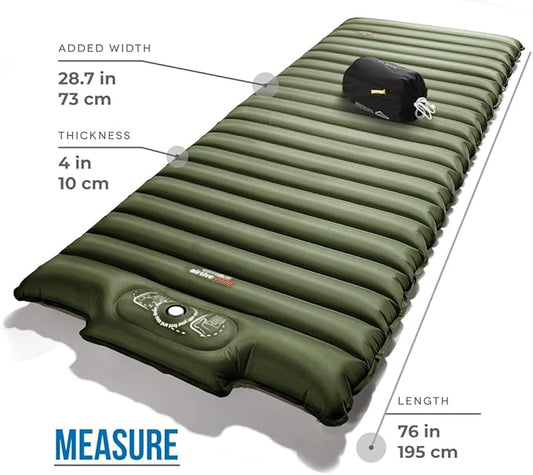 ZOOOBELIVES Extra Thickness | Wide Plus Sleeping Pad with Built-in Pump, Inflatable Camping Mattress of Ultimate Comfort for Car Camping, Tent, and Backpacking, Lightweight & Compact – Airlive2000P