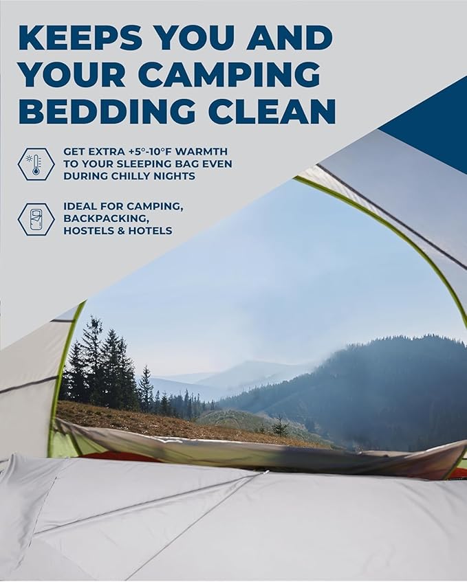 The Friendly Swede Sleeping Bag Liner — Ultralight Polyester or Cold Weather Microfiber Adult Sleep Sack; Thin Travel Sheets for Hotel; Camping Sheets; Travel Sleeping Bag with Pocket-Size Stuff Sack