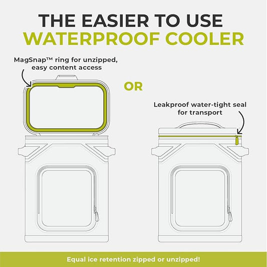 CORE Magnetic Leak Proof Soft Cooler with Waterproof Zipper | Insulated Bag Portable Ice Chest Box | Best Soft Cooler for Food & Beverages for Tailgating, Car Camping, Travel, and Family Beach Picnics