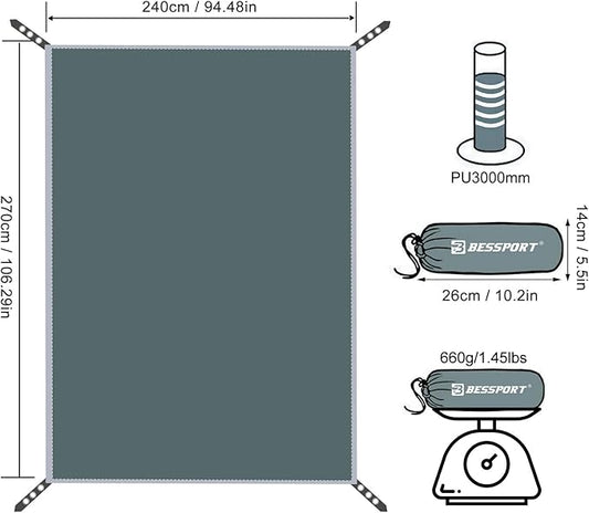 Bessport Tent Footprint for 1-2-3-4 Person Tent Waterproof Camping Tarp with Drawstring Carrying Bag for Picnic, Hiking and Other Outdoor Activities