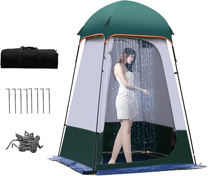 Camping Tent Shower Tent,Outdoor Changing with Built-in Hook,Holds 20 Liters of Water,63 * 63 * 95 Inch,210D Oxford Cloth Waterproof - Portable Toilet Shelter with Carrying Bag for Camping,Beach