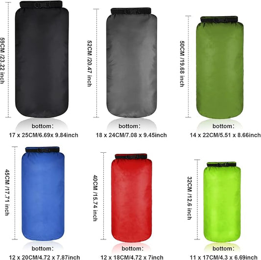 Shappy 6 Pcs Waterproof Dry Bag Set 6 Size Lightweight Sack and Long Adjustable Shoulder Strap 20/15/10/8/5/3l Outdoor Keep Gear Stuff Sack for Backpacking Boating Hiking Camping