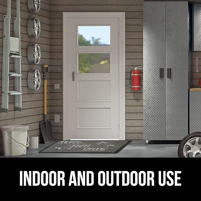 GORILLA GRIP 100% Waterproof All-Season WeatherMax Doormat, 47x35, Durable Natural Rubber, Stain and Fade Resistant, Low Profile, Indoor Outdoor Door Mats, Easy Clean Patio Entrance Mat, Stone Paws