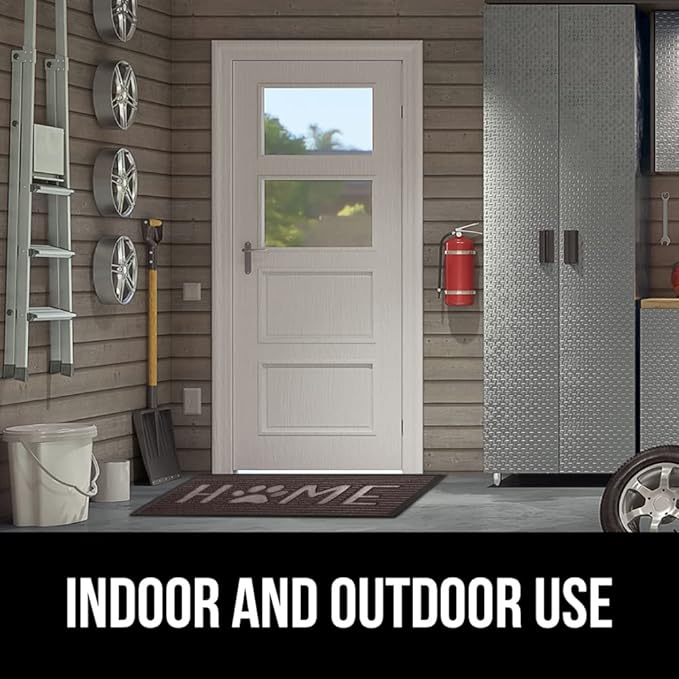 GORILLA GRIP 100% Waterproof All-Season WeatherMax Doormat, 47x35, Durable Natural Rubber, Stain and Fade Resistant, Low Profile, Indoor Outdoor Door Mats, Easy Clean Entrance Mat, Espresso Home Paw