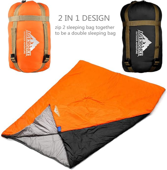 AGEMORE Ultralight Warm Weather Sleeping Bag, Portable Lightweight Waterproof Compact Sleeping Bag with Compression Sack, Fit for Kids Teens or Adults Outdoor Camping, Backpacking & Hiking