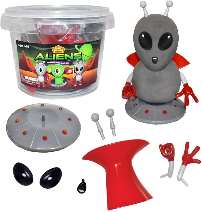 Aliens Craft Kit 6 Pack – Build, Play, and Display 6 Air-Dry Clay Aliens, Great for Birthday Parties, Trick or Treating, Stocking Stuffers, for Kids, Boys and Girls Ages 5+