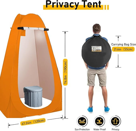 Portable Camping Toilet with Pop-Up Privacy Tent,Outdoor Portable Folding Toilet Potty for Adults,Outdoor Camping Shower Tents Changing Room Emergency Toilet Tent Kit with Carry Bag