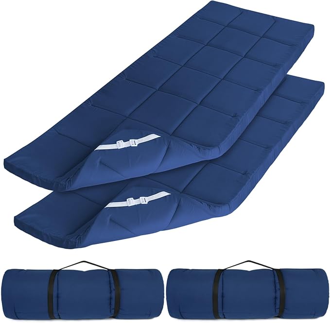 Navy Cot Mattress Topper - Quilted Pads for Camping, 75"x30" for Camp Cot/Rv Bunk/Narrow Twin Beds
