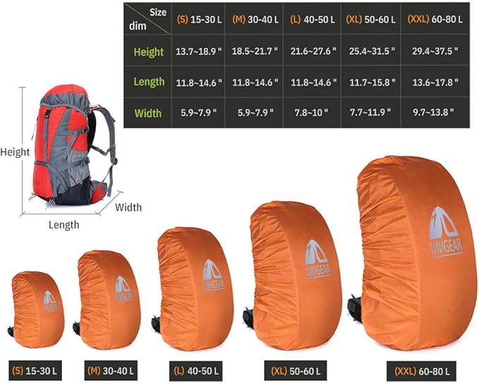 Unigear Backpack Rain Cover Waterproof Rating 5000mm, Ultraportable and Durable with 2 Anti-Slip Buckle Strap, Integrated Carry Pouch Design