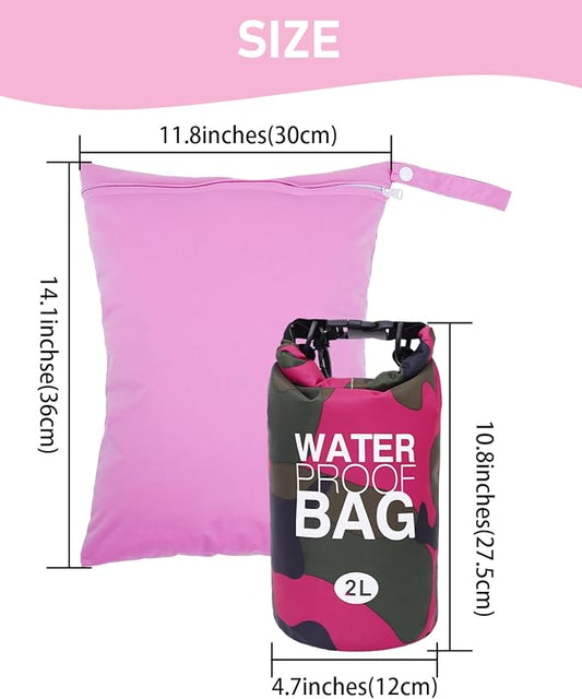 babygoal Waterproof Wet Bag and Dry Bag, Roll Top Waterproof 2L Backpack Sack for Travel,Swimming,Kayaking, Beach, Rafting, Boating, Hiking, Camping and Fishing