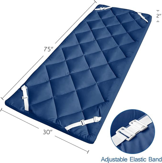 Cot Mattress Pad (Improved Thickness) Quilted Cot Pads for Camping, Sleeping Mattress Topper 30" X 75" for Camp/Rv Bunk/Narrow Twin Beds