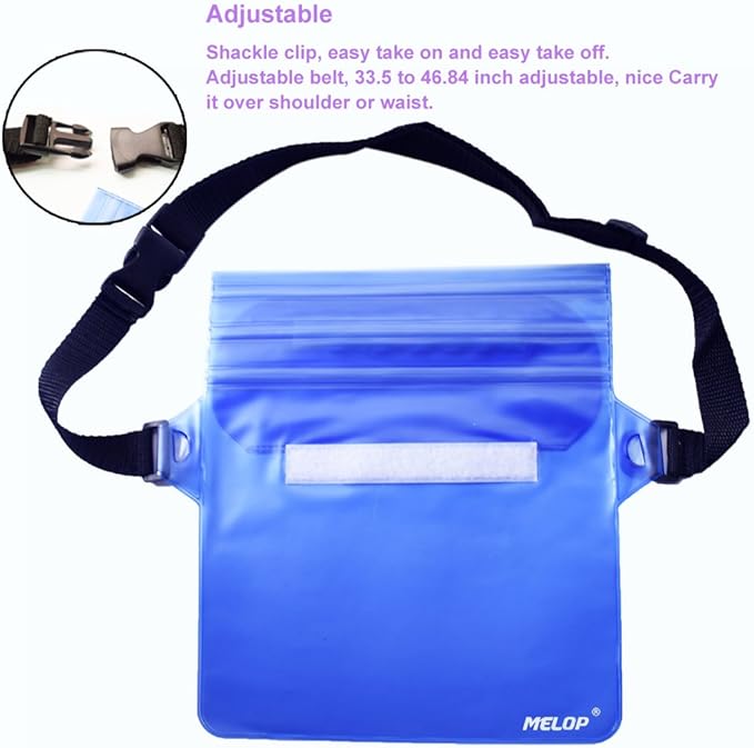 Waterproof Pouch Bag with Adjustable Shackle Strap Protect Phone and Items Dry and Clean from Water Submersion When Rainning Boating Swimming Kayaking Fishing Water Parks
