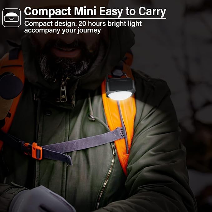 Rechargeable Camping Lights FLY2SKY 2Pcs Black Tent Lights Mini Flashlight Portable LED Camping Lantern Survival Gear Camping Accessories for Hiking Backpacking Fishing Hurricane Emergency Outage