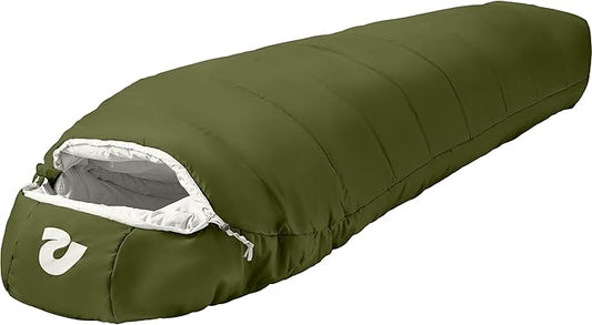 Retrospec Dream Sleeping Bag - 5, 15, 30 Mummy for Camping, Insulated Cold Weather, Lightweight Stuff Sack, Water-Resistant, Adjustable Draw Cords, Adult
