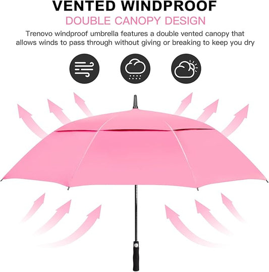 Auto Open Golf Umbrellas 62/68/72 Inch Extra Large Oversize for Business & Home, Ventilated Double Canopy Windproof Waterproof Stick Umbrella for Rain & strong wind