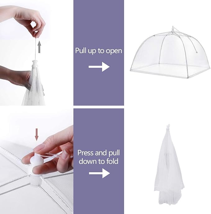 (3Pack) Pop-up Picnic Food Tent Covers, 17x17Inch Foldable Mesh Screen Food Covers for Outdoors, Reusable Food Cover Net Keep Out Flies, Mosquitoes…