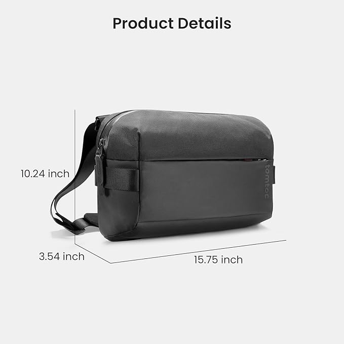 tomtoc Laptop Messenger Shoulder Bag for 13 inch iPad Pro/Air, 13 inch MacBook Pro/Air, Minimalist Chest Crossbody Bag, Water-resistant Everyday Carry Pack for Business, Travel, Work