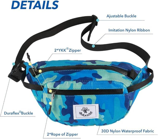 4Monster Hiking Waist Packs Portable,Water Resistant Fanny Bag with Adjustable Strap,Lightweight Crossbody Chest Bag Slim Bag