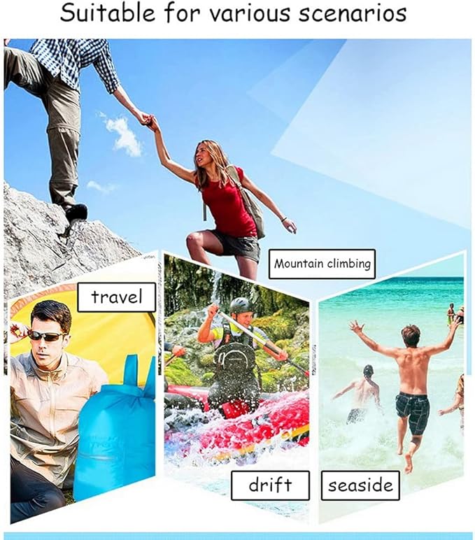 Pimoys 6 Pack Waterproof Dry Sacks, Lightweight Outdoor Dry Bags Ultimate Dry Bags for Kayaking Rafting Camping (8L, 5L, 3.5L, 3L, 2.5L, 1.5L)