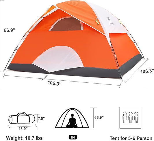 CAMEL CROWN Tents for Camping 2/3/4/5 Person Camping Dome Tent, Waterproof,Spacious, Lightweight Portable Backpacking Tent for Outdoor Camping/Hiking