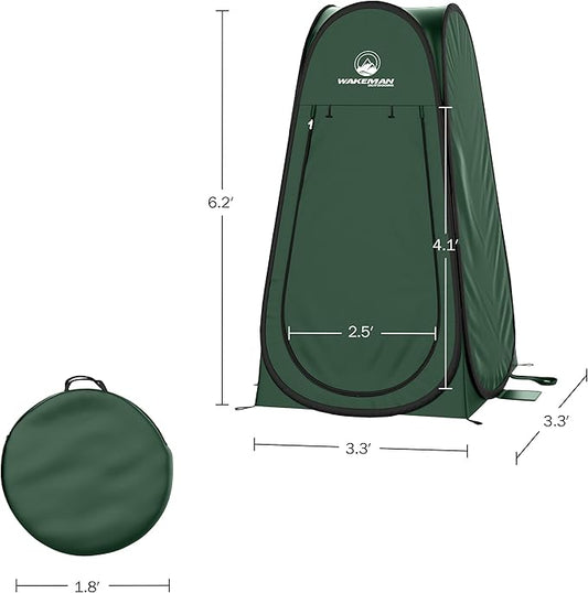 Pop Up Pod - Privacy Shower Tent, Dressing Room, or Portable Toilet Stall with Carry Bag for Camping, Beach, or Tailgate by Wakeman Outdoors