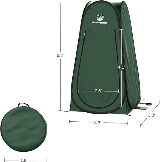 Pop Up Pod - Privacy Shower Tent, Dressing Room, or Portable Toilet Stall with Carry Bag for Camping, Beach, or Tailgate by Wakeman Outdoors