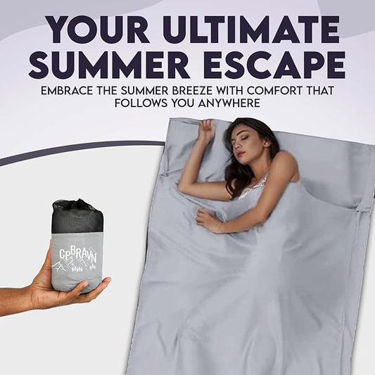 Sleeping Bag Liner XL-Lightweight Adult Sleep Sack – Cotton Summer Sleeping Bag for Adults – Washable Self Tan Sleep Sack – Travel Sheets for Camping & Travel – Compact Camping Bedding