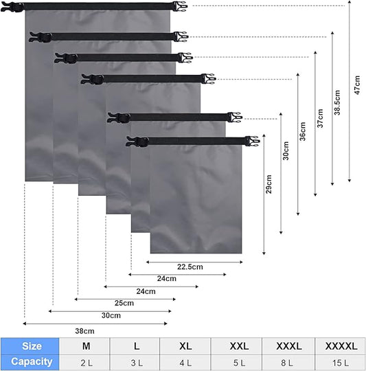 Shappy 6 Pcs Waterproof Dry Bag Set 6 Sizes Lightweight Sacks and Long Adjustable Shoulder Strap Outdoor Water Proof Keep Gear Dry Bag Stuff Sacks for Backpacking, Boating, Hiking, Camping (Gray)