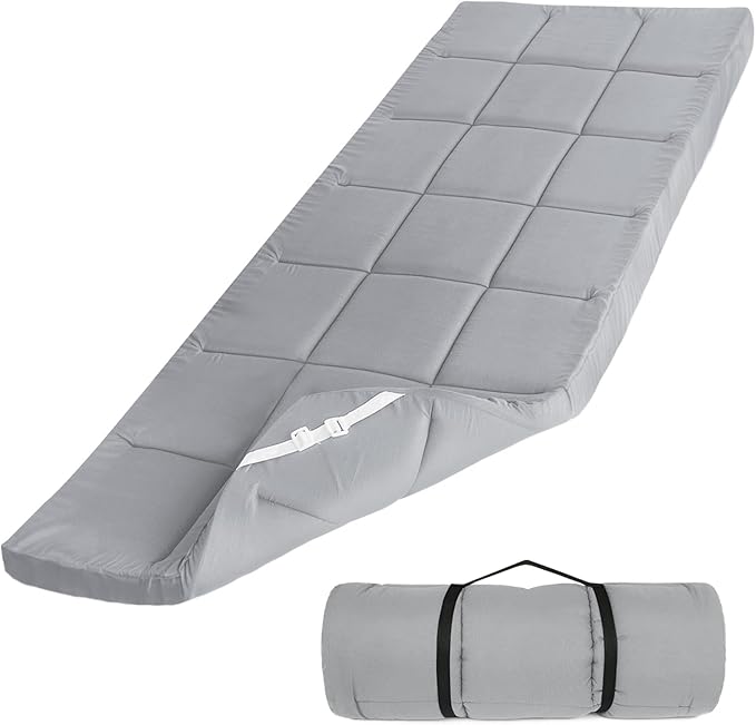 Navy Cot Mattress Topper - Quilted Pads for Camping, 75"x30" for Camp Cot/Rv Bunk/Narrow Twin Beds
