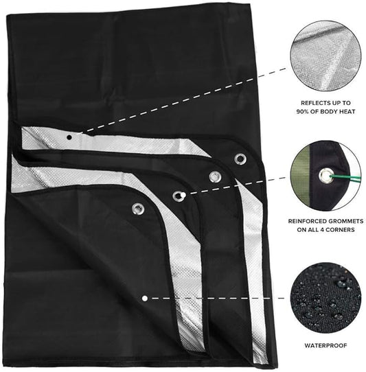 Arcturus Heavy Duty Survival Blanket – Insulated Thermal Reflective Tarp - 60" x 82". All-Weather, Reusable Emergency Blanket for Car or Camping (Black)