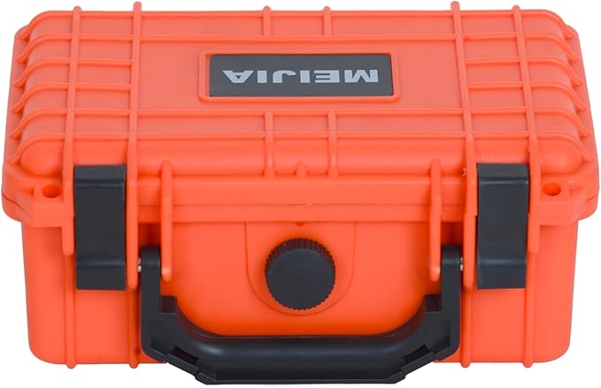 MEIJIA Portable All Weather IP67 Waterproof Protective Case, Hard Case,Camera Case With Customizable Foam,Fit Use of Drones, Cameras,Equipments, 8.12”x6.56”x 3.56” (Orange)