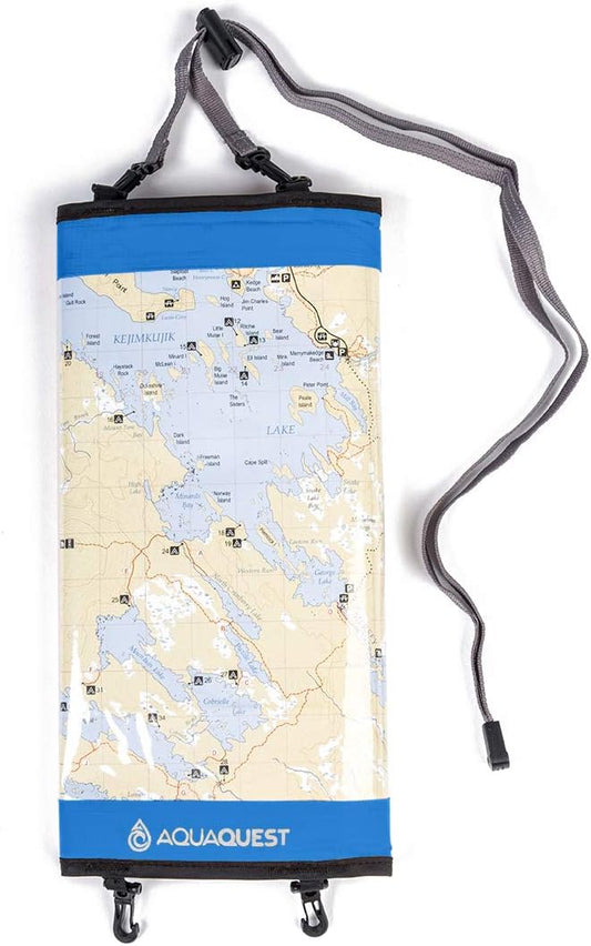 AquaQuest Trail Map Case - 100% Waterproof Document Dry Bag Holder with Clear Window & Lanyard - Black, Yellow, Orange, Blue or Green