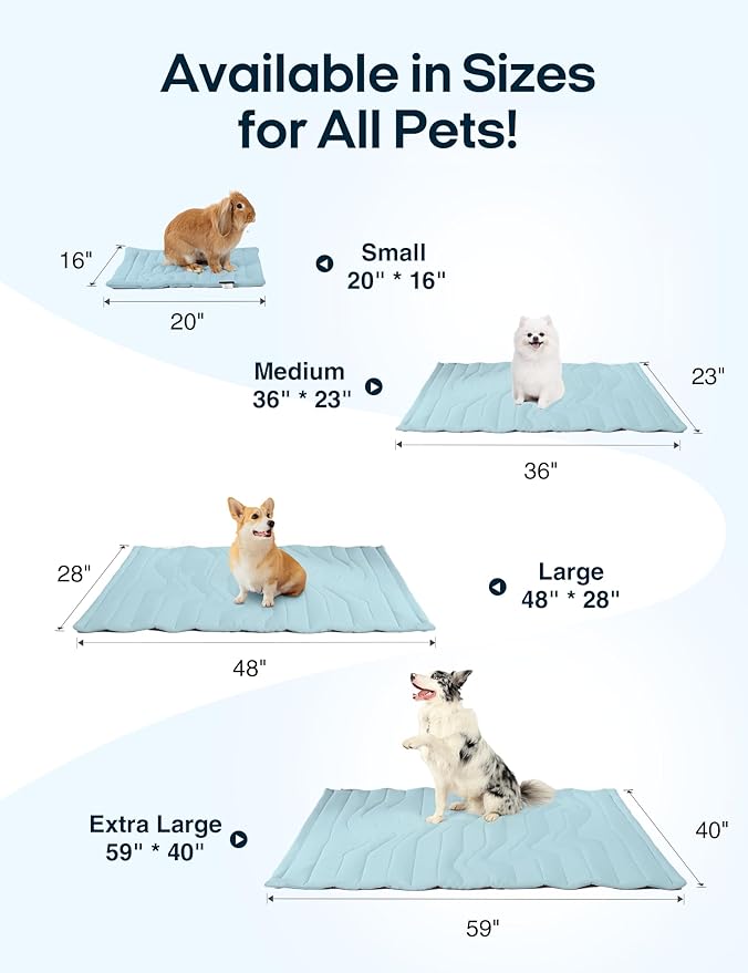 ZonLi Dog Cooling Mat, 36" x 23" Medium, Reversible Cooling Pad for Dogs & Cats (Cool & Warm), Durable & Machine Washable, Pet Mat for Crate, Kennel, Bed, Sofa, Polar Blue