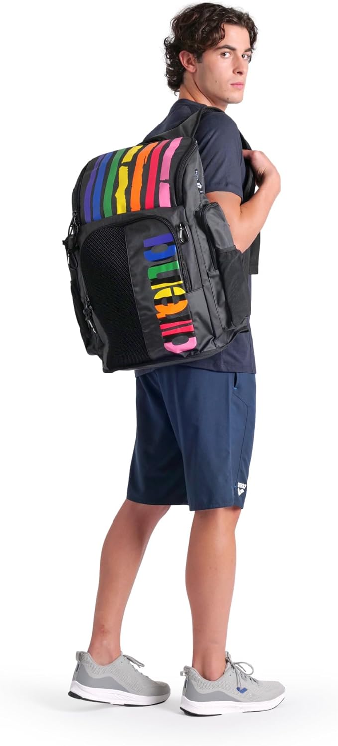 ARENA Spiky III Backpack 45 Swimming Athlete Sports Gym Rucksack Large Training Gear Equipment Swim Bag for Men and Women, 45 Liters, Pride