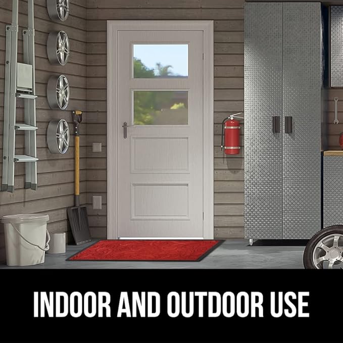 GORILLA GRIP 100% Waterproof All-Season WeatherMax Doormat, Durable Natural Rubber, Stain and Fade Resistant, Low Profile, Indoor Outdoor Doormats, Easy Clean Patio Entry Mat, 17x29, Red Vintage Wine