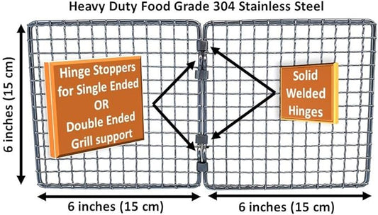 Portable Bushcraft Stainless BBQ Cooking Grill Grate, Bamboo Cutting Board, Burlap Bag, Mini Knife, Fire Starter Kits. Camping, Campfires, Backpacking, Hunting & Fishing Gear