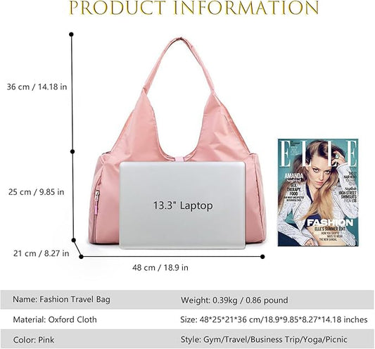 Travel Duffel Bag,Gym Tote Bags,Sports Duffel Bag with Shoe Compartment Wet Dry Separated Pockets for Women Men